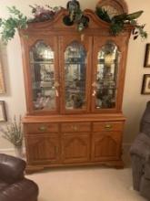 vintage lighted wooden china cabinet