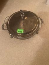 vintage silver serving dish with lid