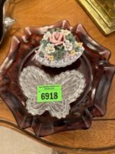 Glass containers and plate