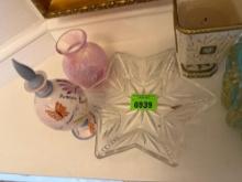 candle; vase; crystal glass plate; misc