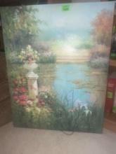 floral pond painting