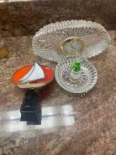 crystal glass clock; glass ring and jewelry holder; nightlight