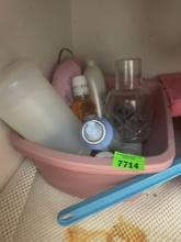 tub of beauty products; soap; misc