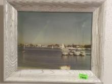 sail boat picture and wood frame