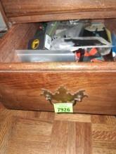 drawer of handheld mirrors; pencil erasers; watches; misc