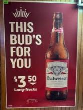 Budweiser advertising beer sign
