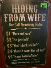 hiding from wife novelty bar sign