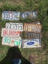 Oklahoma Texas and Arkansas vintage license plates