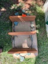 Wooden wall shelves with metal ivy