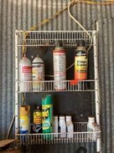 Metal shelf with misc items