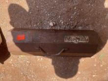 Metal toolbox with ball ping hammer, screwdriver, wire brush, crescent wrench, and other hand tools
