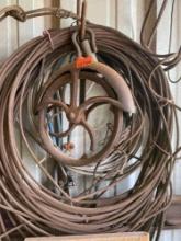 Metal cable, rope and a pulley