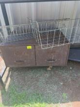 Metal file cabinet and 2 wire baskets