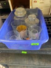 Misc glasses and jars with lids