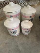 Ceramic canister set with cow and heart design part of the buttermilk collection by table tops