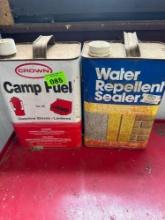 Camp fuel and water repellent sealer contents unknown