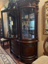 China hutch only, 20 x 68 x. 88 inches, items on top are not included. Has lights in top that need