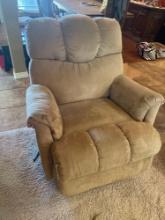 Tan suede like material recliner. Please bring help to move