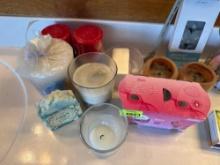 Candles matches, shoe candle holder soap, dish