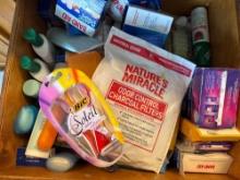 Band-Aids, bactine cleaning spray, hydrate conditioner, toothbrushes, Goldbond, body lotion, Avon,