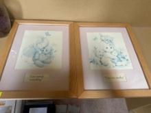 Two Two pictures, glass vase