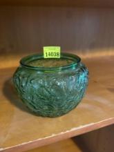 Green glass dish bowl