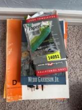 piano books, lens cleaner, paper clips