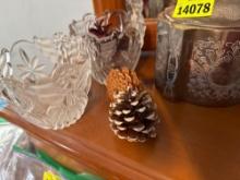 Home decor, canister, and Crystal votive candleholders
