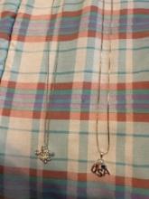 2 pendant necklaces, one has silver chain