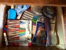 Drawer with markers, brushes and more