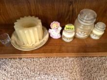 Candles , shot glass, ceramic gilt with cat