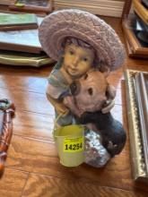 Boy and dog figurine, photo frame, wiall decor sign
