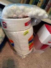 paper plates, cotton balls and ice tea maker