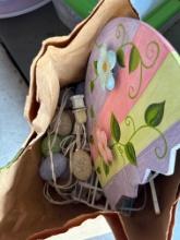Sack of Easter decor and lights