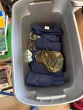 Tote with books, over night tote, Coast Guard uniforms and boots