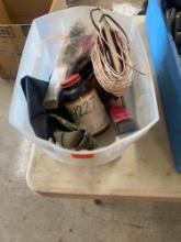 Misc military uniform items, wire, bottle labeled 4227 and more