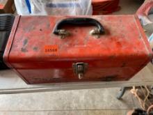 Red toolbox with misc fittings