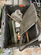 Tote with sledge hammer, Hydraulic connectors, and much more