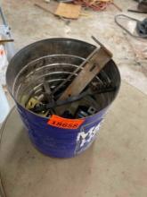 Coffee can flash light, hole saws, metal brush, screws, and more