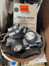 Stencil set, head lamps, zipper pouch