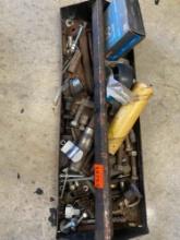 Metal tray with misc nuts, bolts, staples