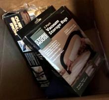 drop cloths, iron, vacuum bags, gel dough
