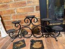candle holder and frog decor