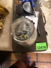 knife, screws, screw drive and nuts