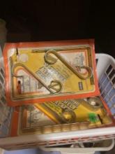 shelf with plastic containers and shelf brackets