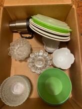 Glass dishes and plastic dishes