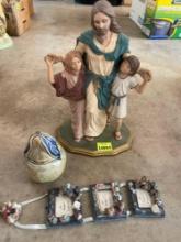 Jesus with children statue, pear decor, hanging picture decor and more