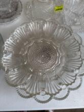 Glass Footed dish, 2 devil egg dishes