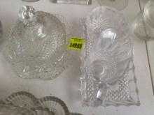 Covered butter dish, auger and creamer with tray