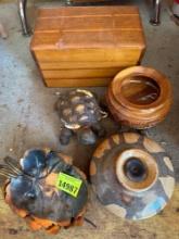 Wood box home decor, candle holder, turtle Home decor leaf soap dish